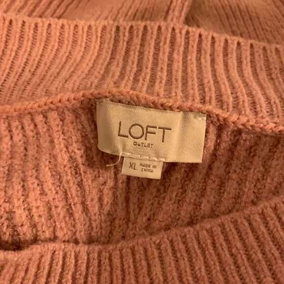 LOFT Outlet Womens Cozy Boat Neck Ribbed Knit Sweater Pink Size XL - Picture 9 of 10